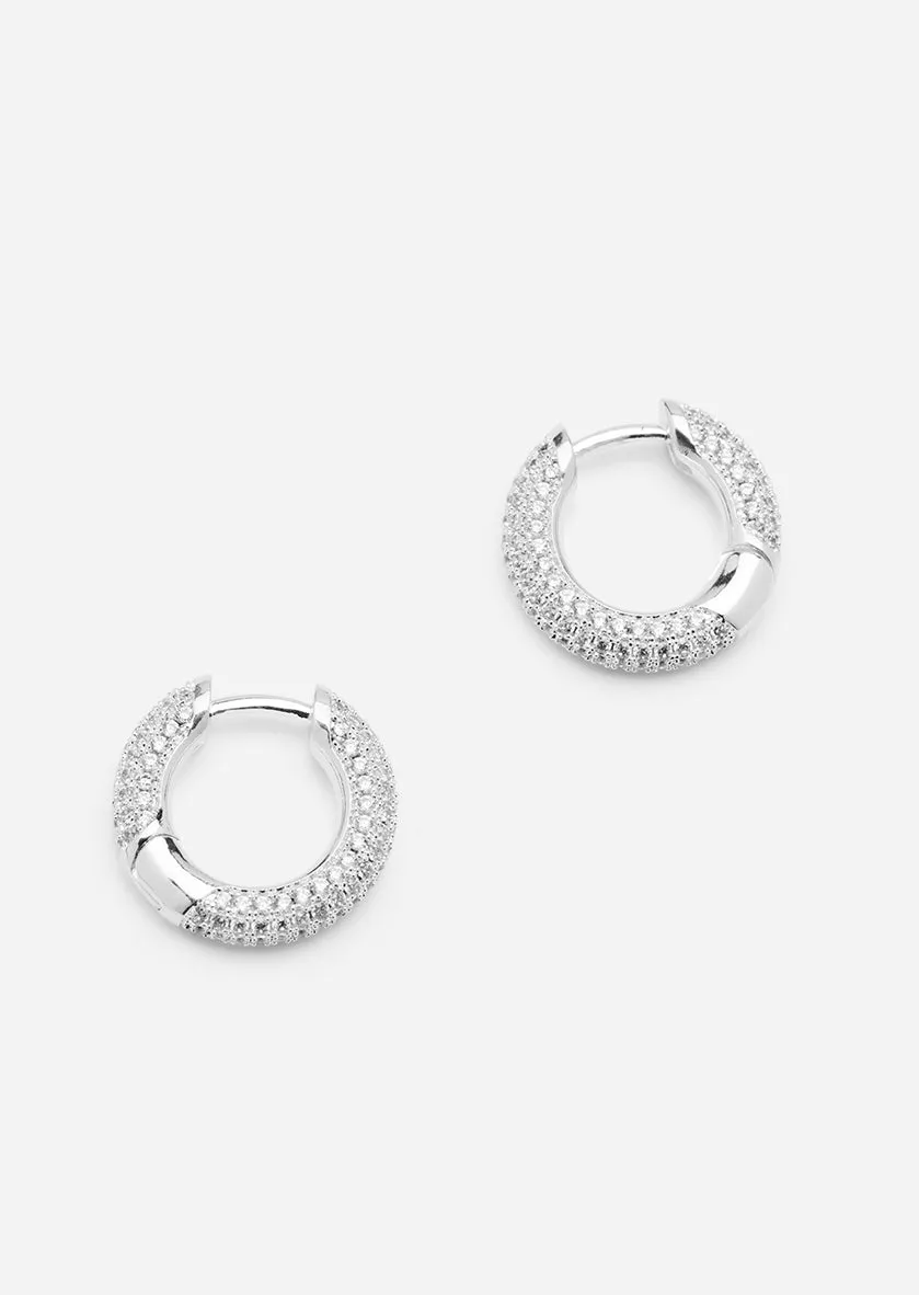 Simplicity Pavé Hoop Earrings - Silver Plated - Small sold by Skultuna product image thumbnail 3