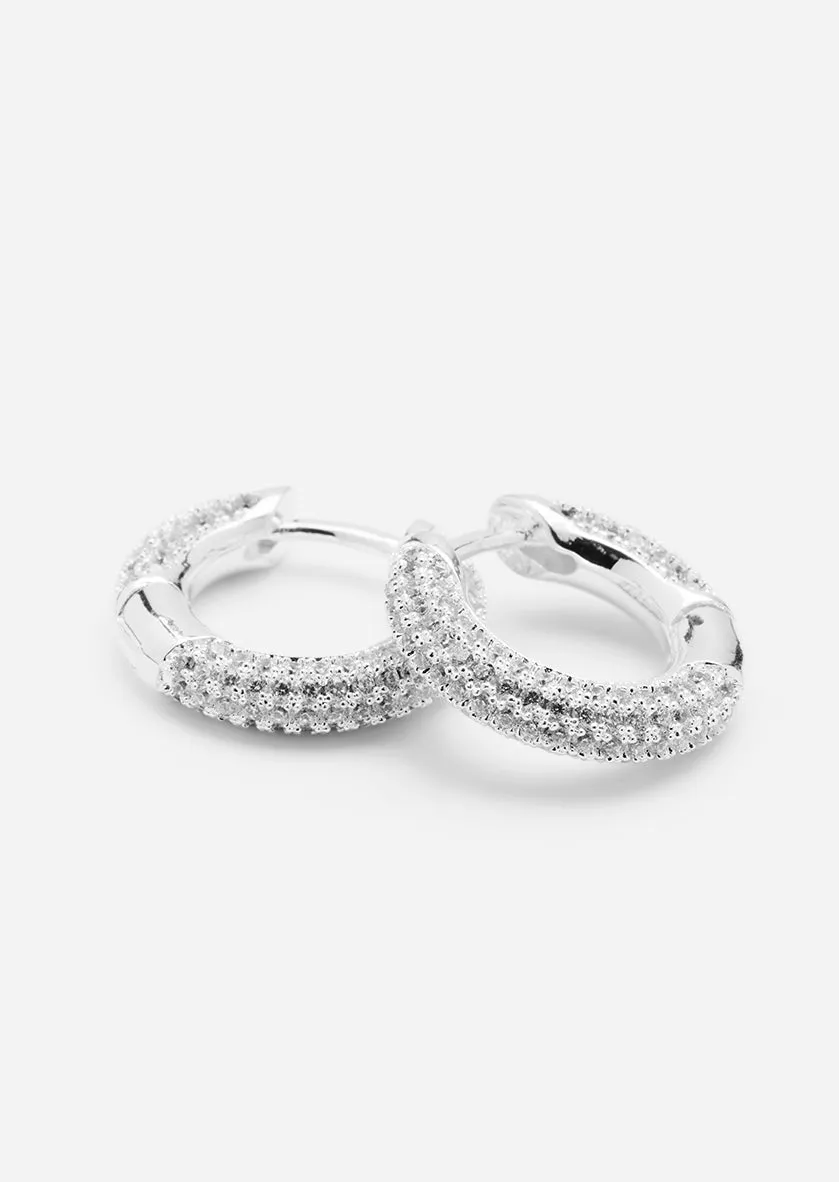 Simplicity Pavé Hoop Earrings - Silver Plated - Small sold by Skultuna product image thumbnail 4
