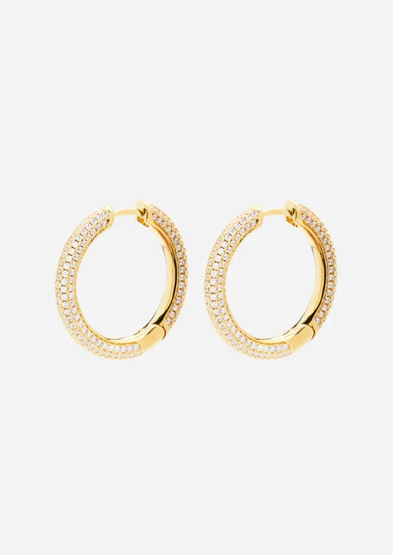 Simplicity Pavé Hoop Earrings - Gold Plated - Medium made by Skultuna