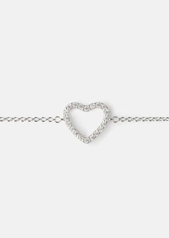 Pavé Symbol - Heart Bracelet - Sterling Silver made by Skultuna