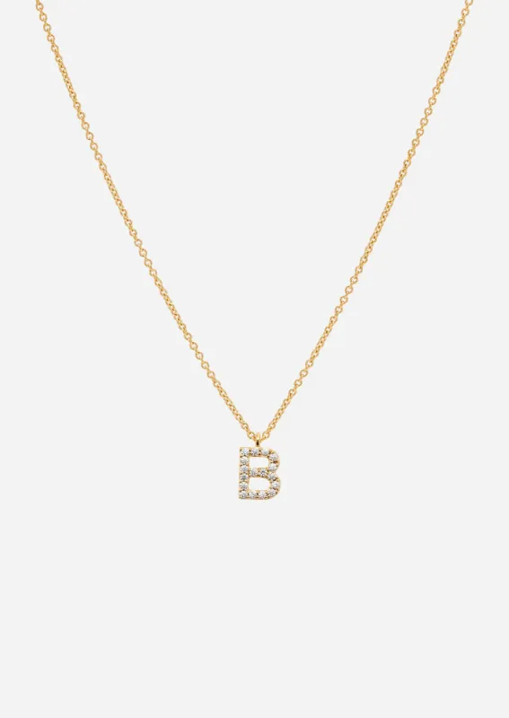 Pavé Letter - Gold Vermeil - B made by Skultuna
