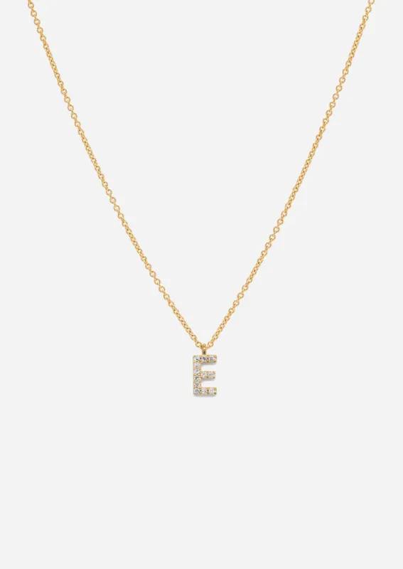 Pavé Letter - Gold Vermeil - E made by Skultuna