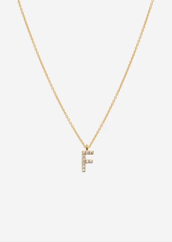 Pavé Letter - Gold Vermeil - F made by Skultuna