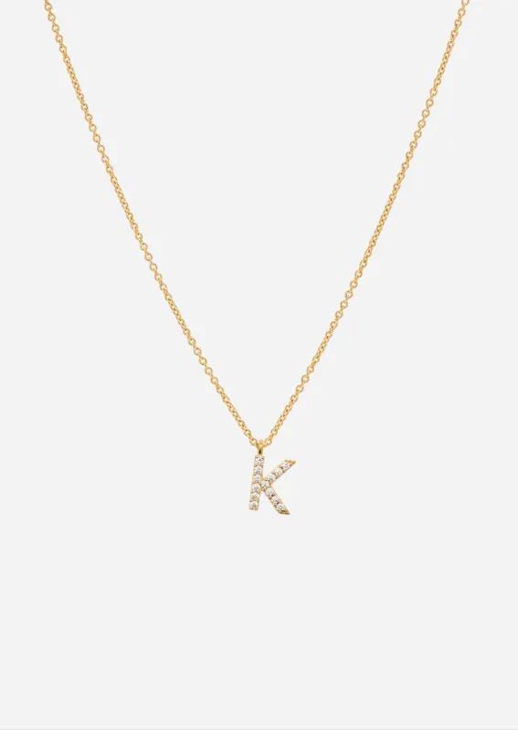 Pavé Letter - Gold Vermeil - K made by Skultuna