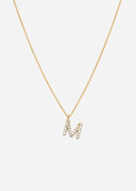 Pavé Letter - Gold Vermeil - M made by Skultuna