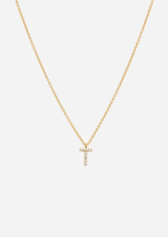 Pavé Letter - Gold Vermeil - T made by Skultuna
