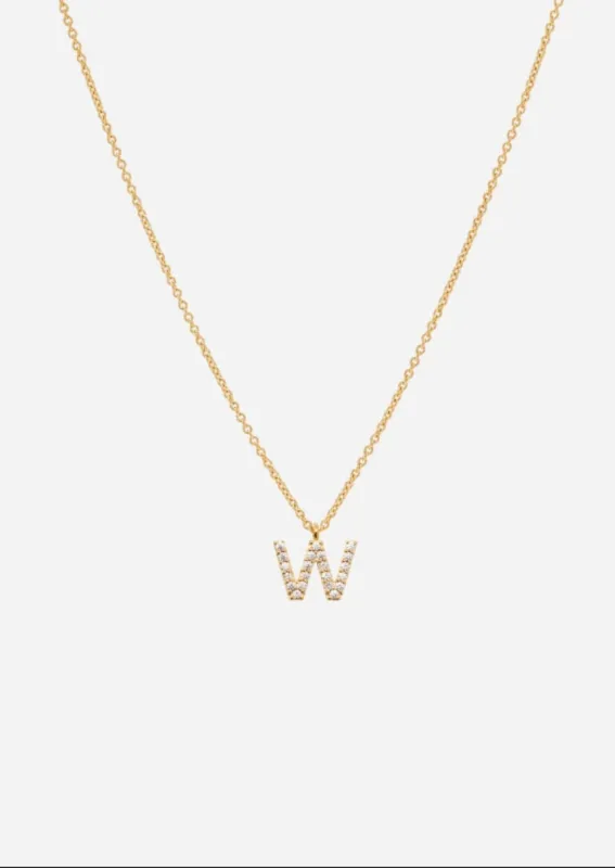 Pavé Letter - Gold Vermeil - W made by Skultuna