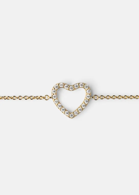 Pavé Symbol - Heart Bracelet - Gold Vermeil made by Skultuna