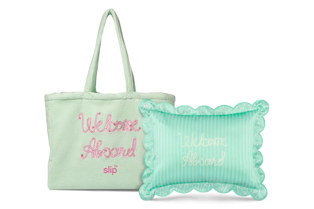 Les Vacances Travel Pillow with Complimentary Beach Bag sold by slip