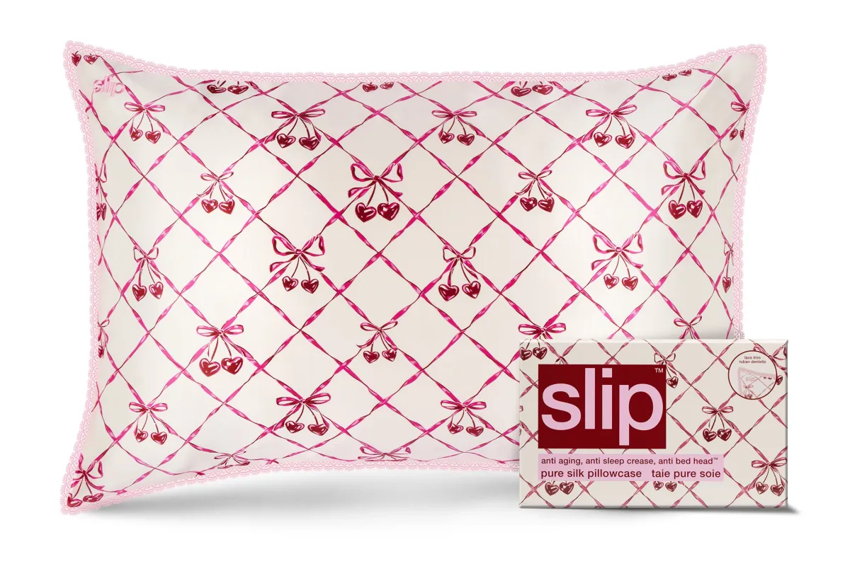 Sweet Cherry Queen Zippered Pillowcase with Lace Trim sold by slip