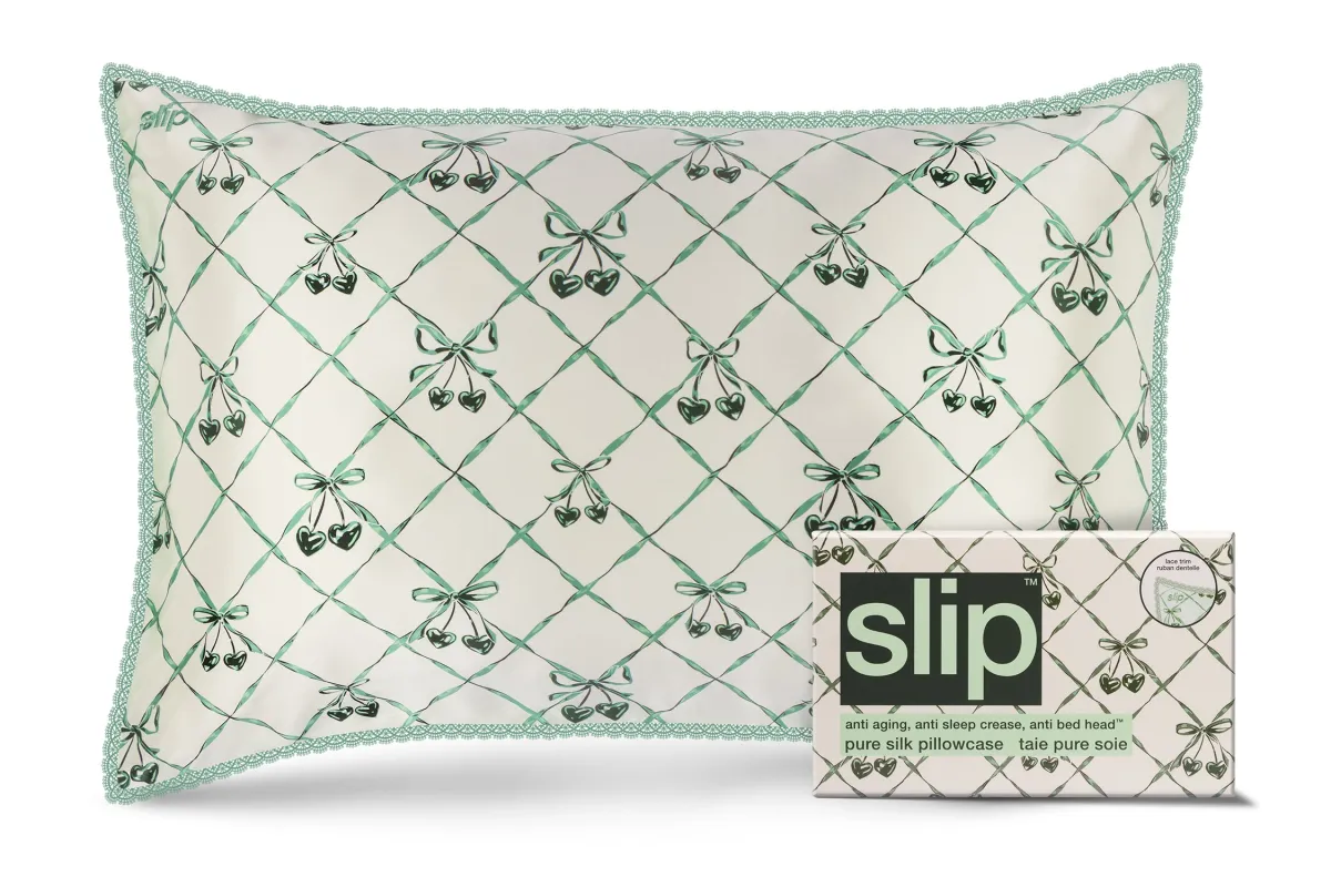 Wintergreen Queen Zippered Pillowcase with Lace Trim sold by slip