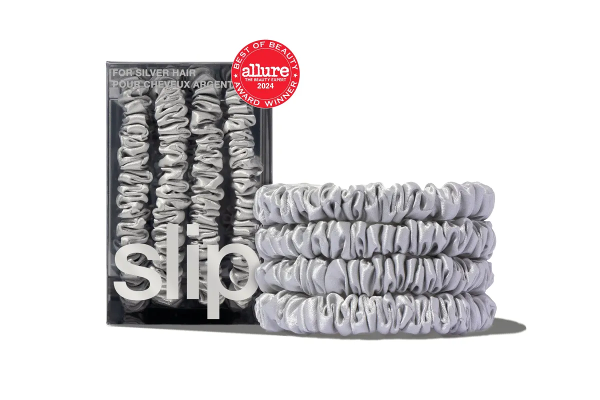 Back to Basics Silver Skinny Scrunchies sold by slip