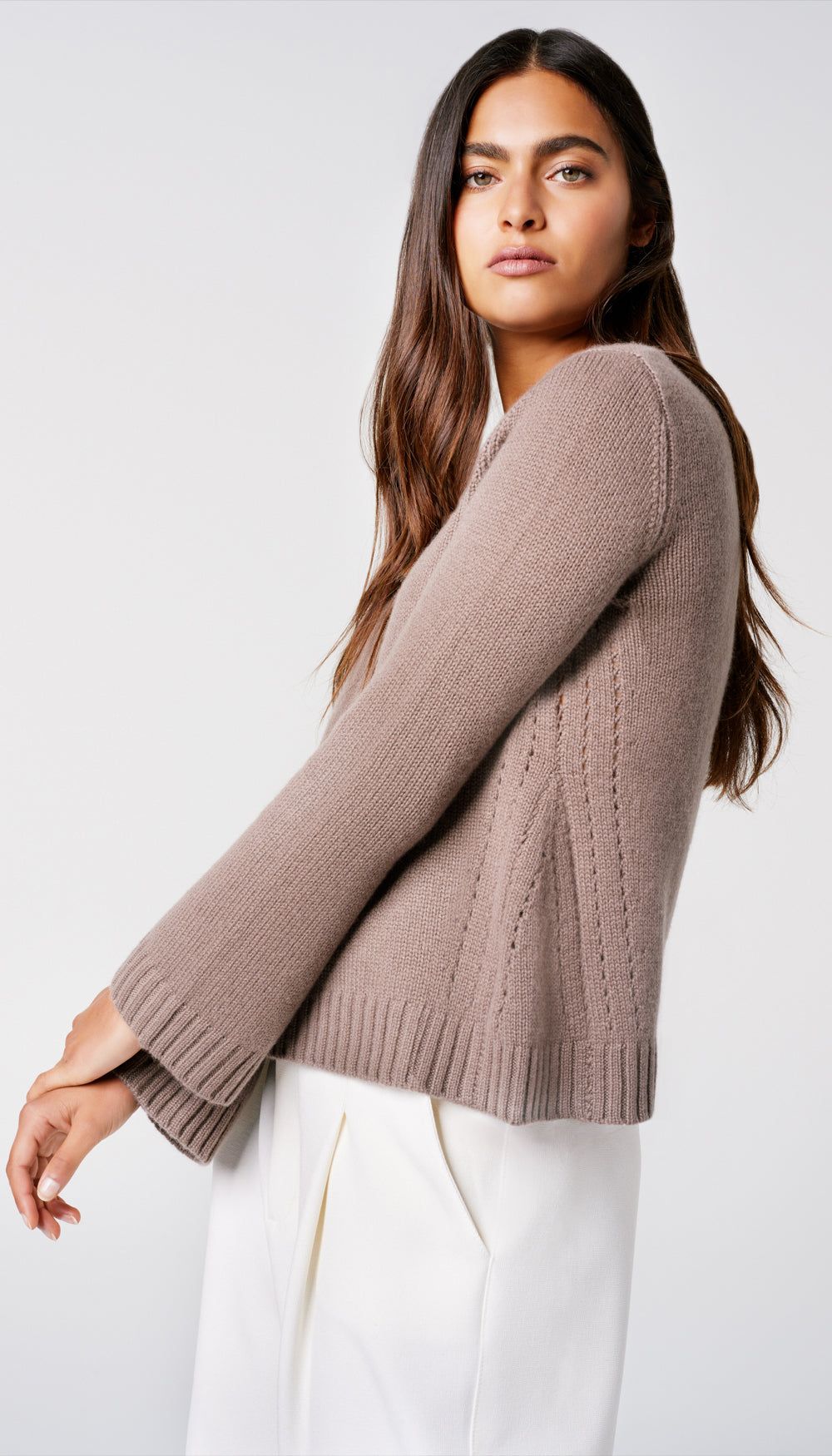 Cashmere Pointelle A-Line Sweater sold by Smythe product image thumbnail 2