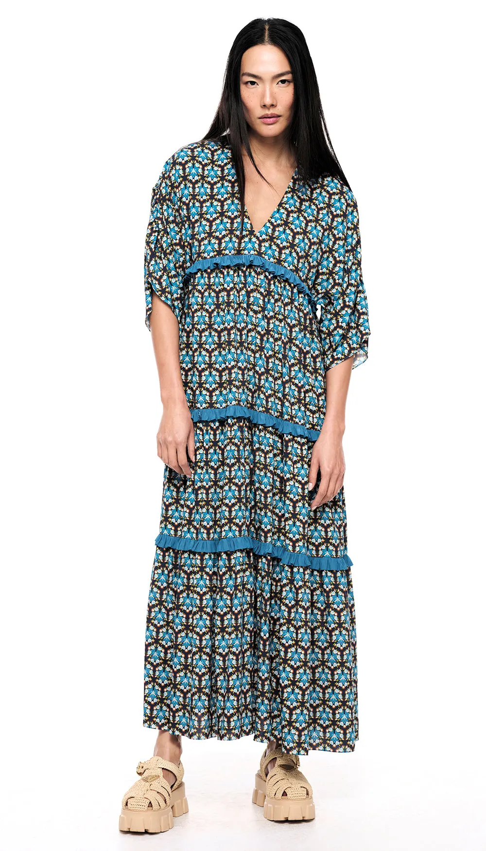 Exclusive Deep V Tiered Dress sold by Smythe