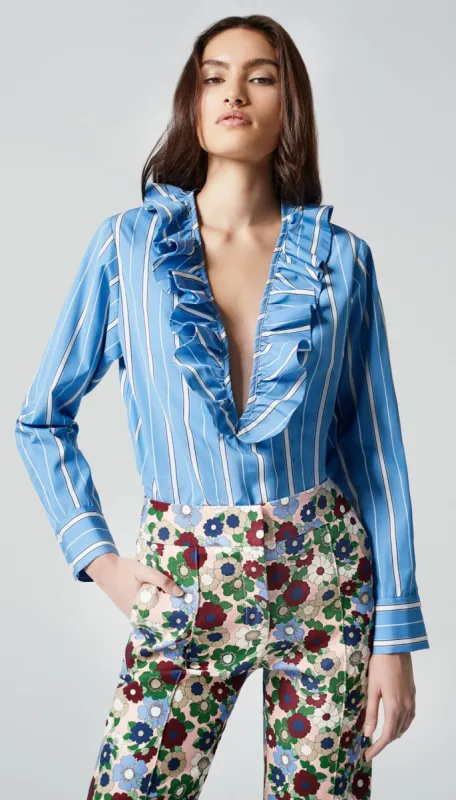 Deep V Ruffle Blouse sold by Smythe