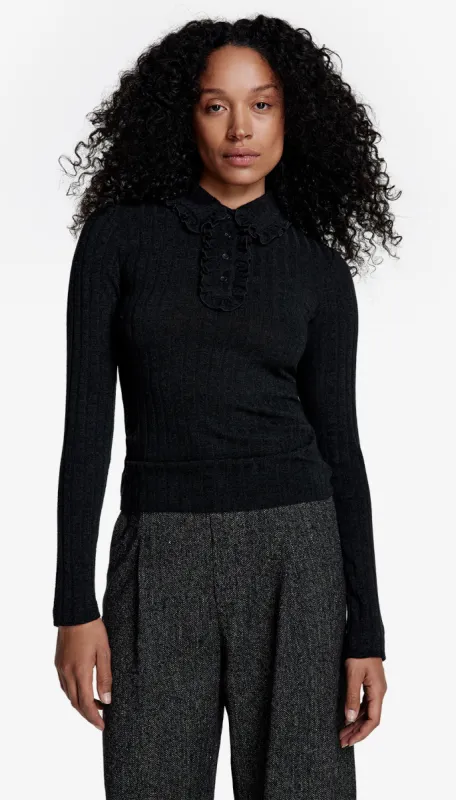 Exclusive Ruffle Polo Knit sold by Smythe