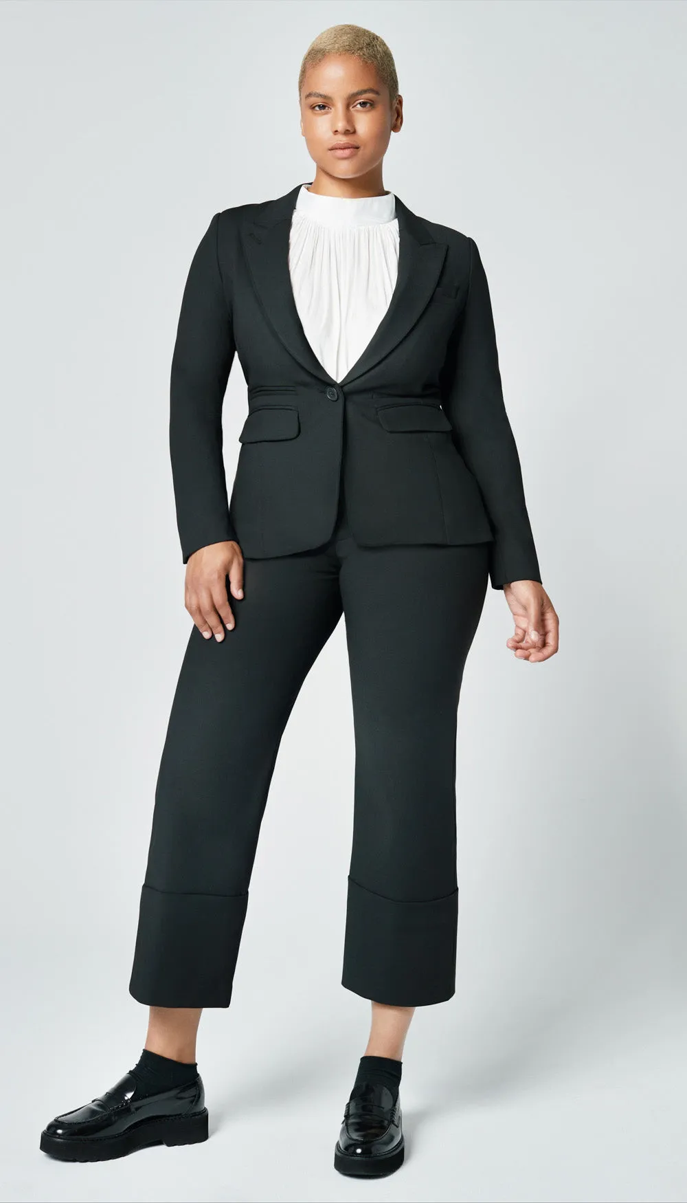 Peaked Lapel Blazer With Black Trim sold by Smythe