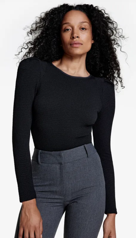 Jewel Neck Box Pleat Top sold by Smythe