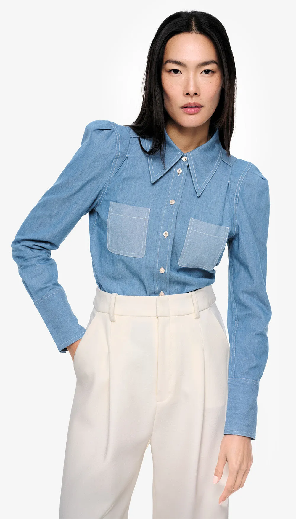 Box Pleat Denim Shirt sold by Smythe