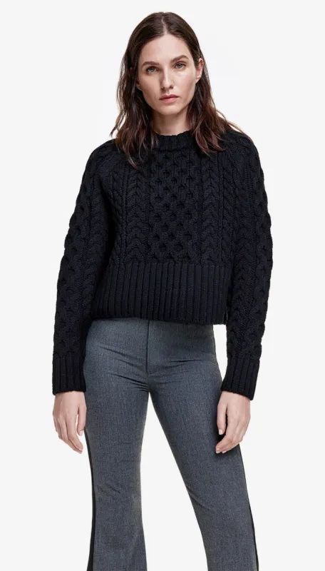 Cable-Knit Cropped Crewneck sold by Smythe