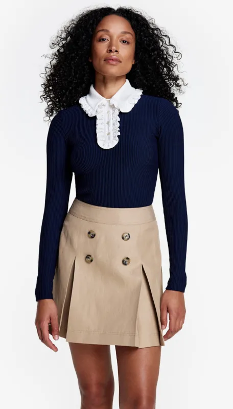 Ruffle Polo Knit Top sold by Smythe