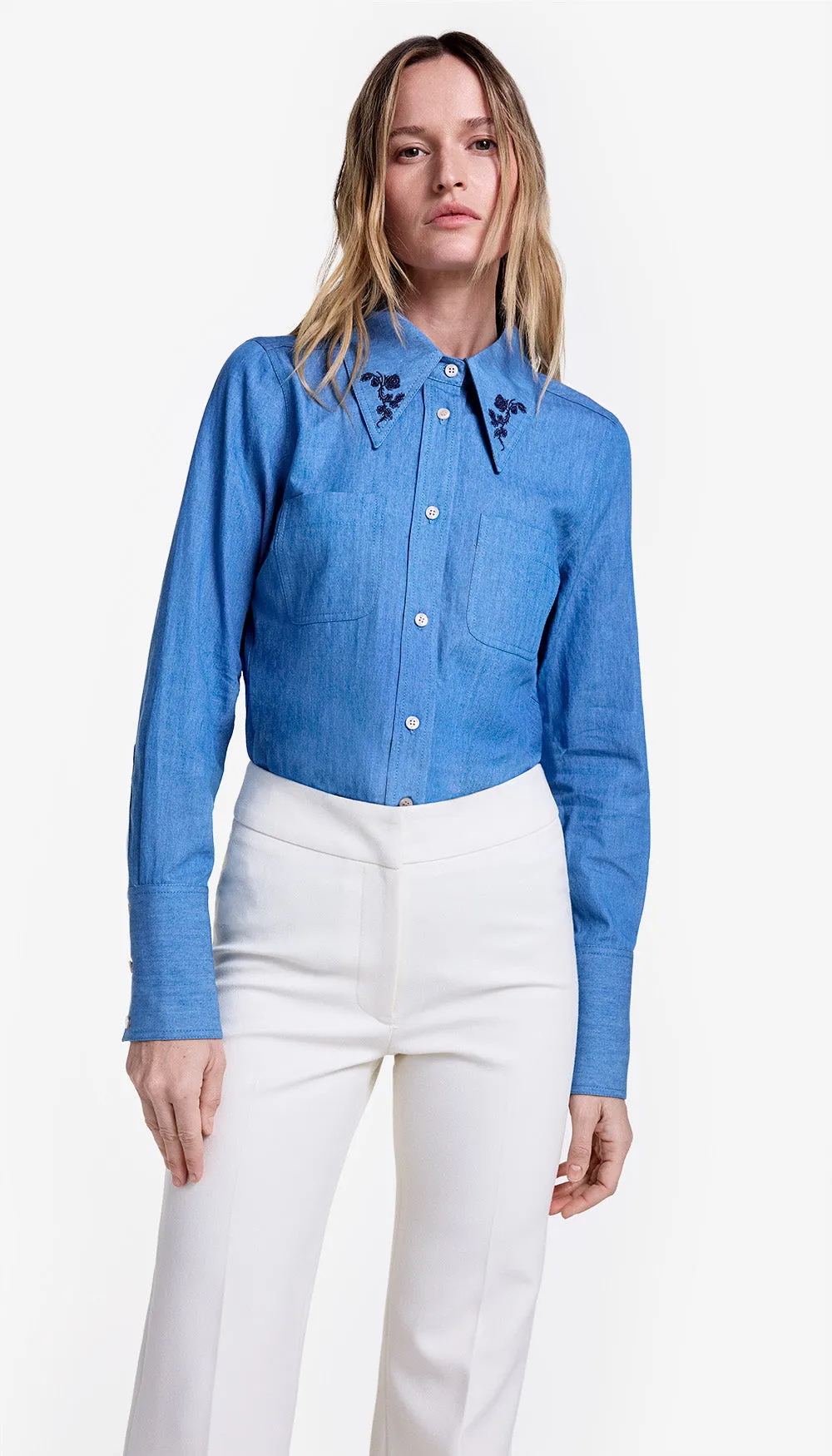 Embroidered Point Collar Shirt sold by Smythe