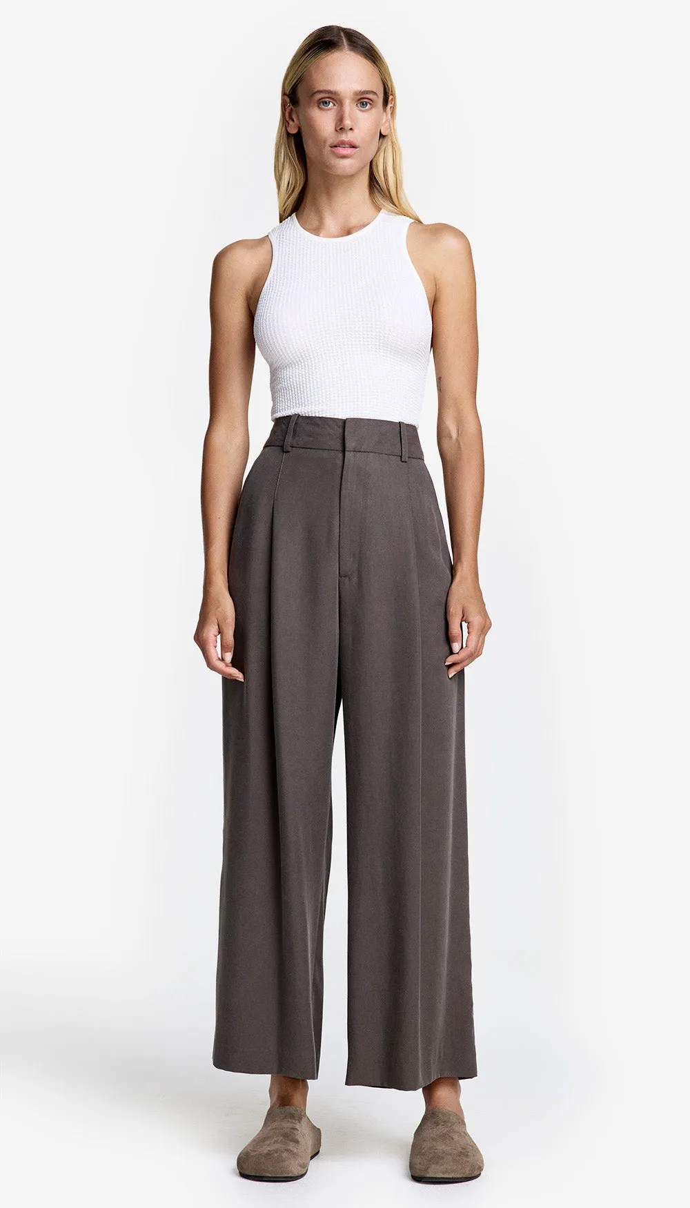Cropped Pleated Trouser sold by Smythe