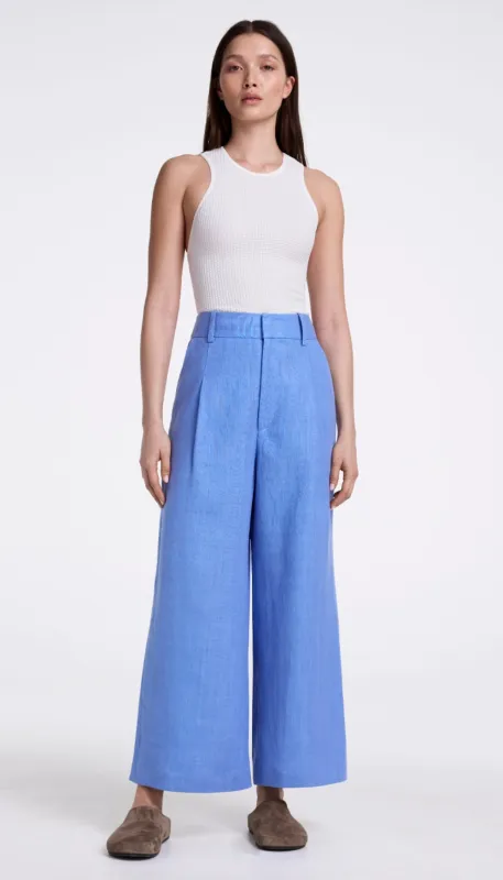 Linen Cropped Pleated Trouser sold by Smythe