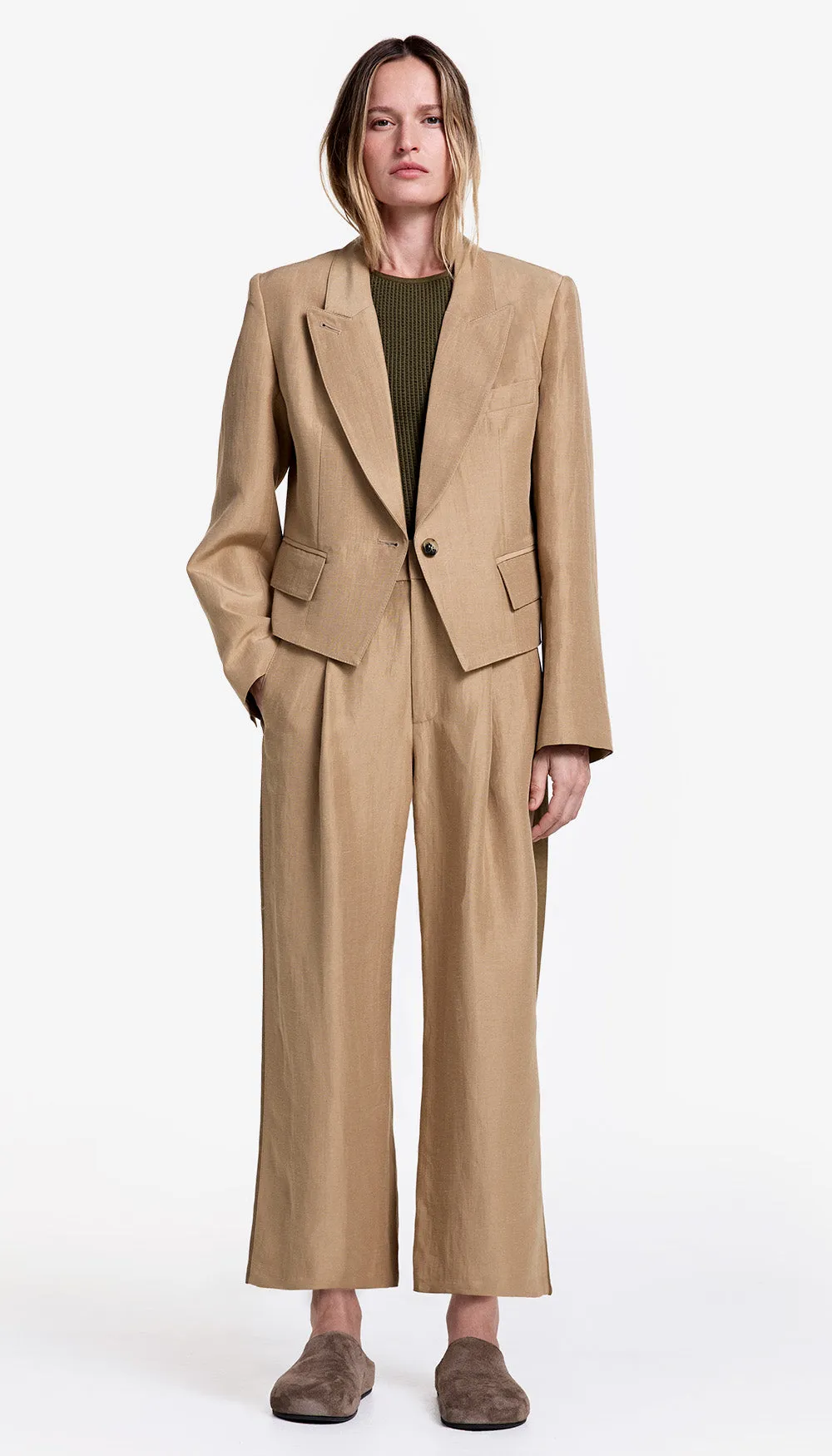 Tux Stripe Crop Pleated Trouser sold by Smythe product image thumbnail 3