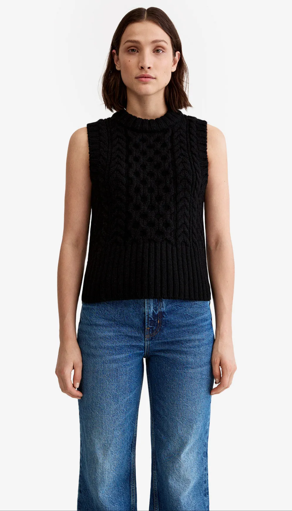 Cable-Knit Crewneck Vest sold by Smythe