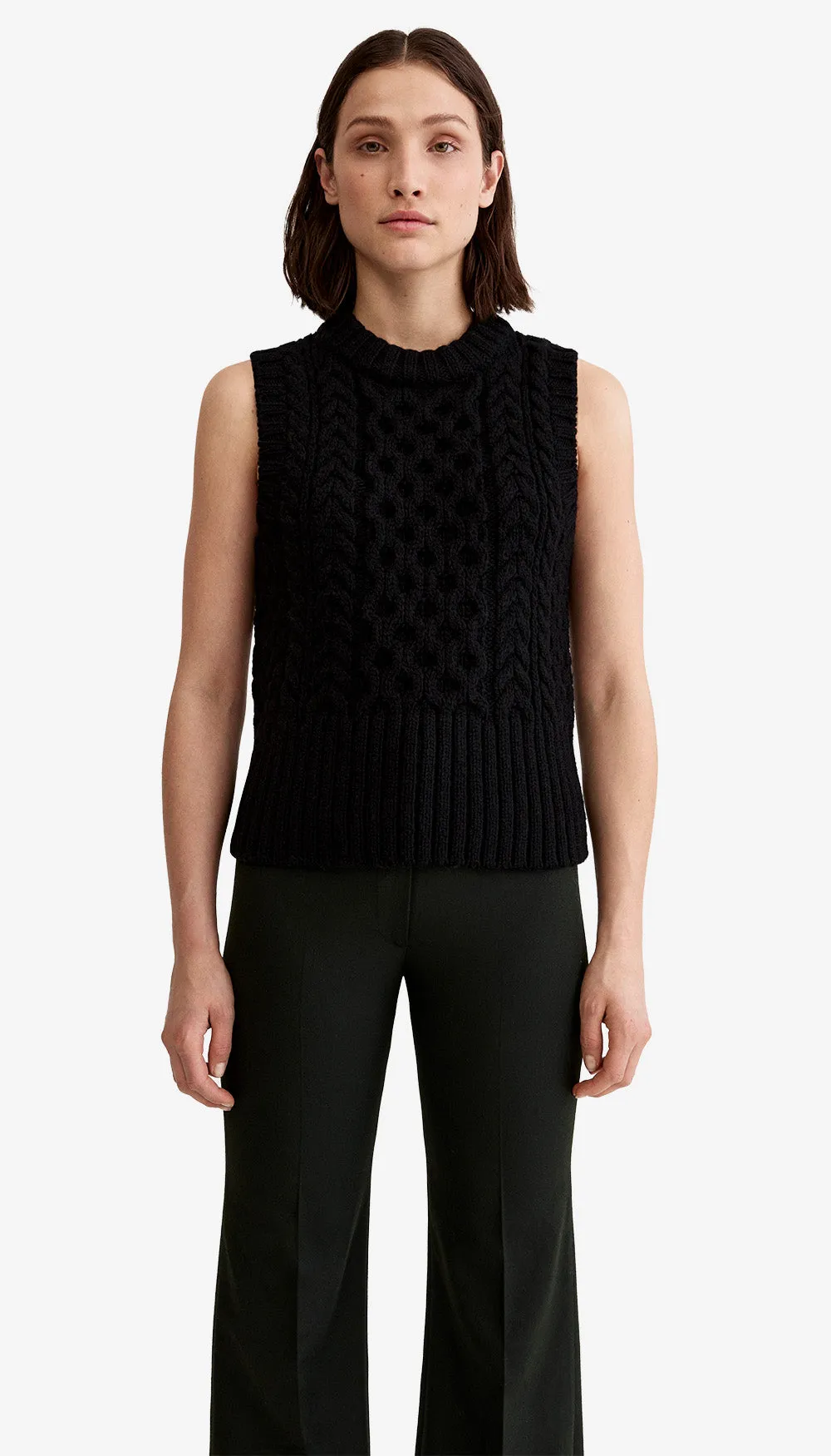 Cable-Knit Crewneck Vest sold by Smythe product image thumbnail 2
