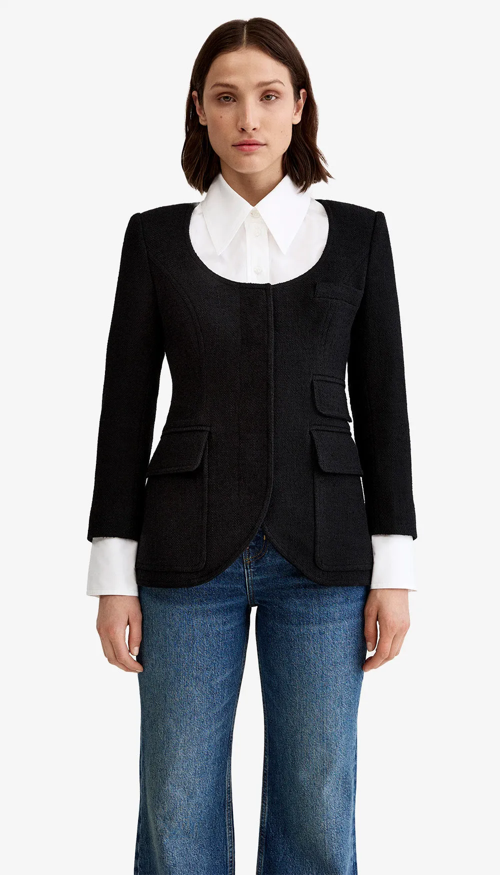 Crop Sleeve Portrait Neck Blazer sold by Smythe product image thumbnail 2