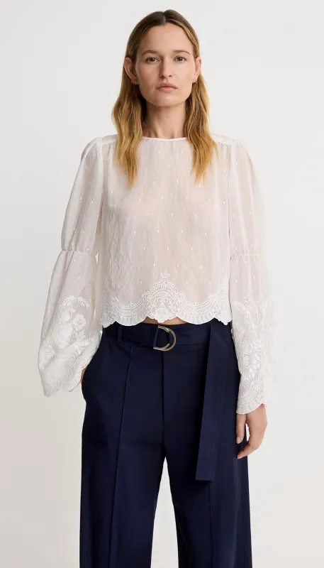Embroidered Bell Sleeve Blouse made by Smythe