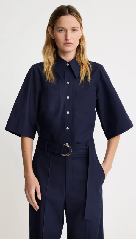 3/4 Sleeve Point Collar Shirt made by Smythe