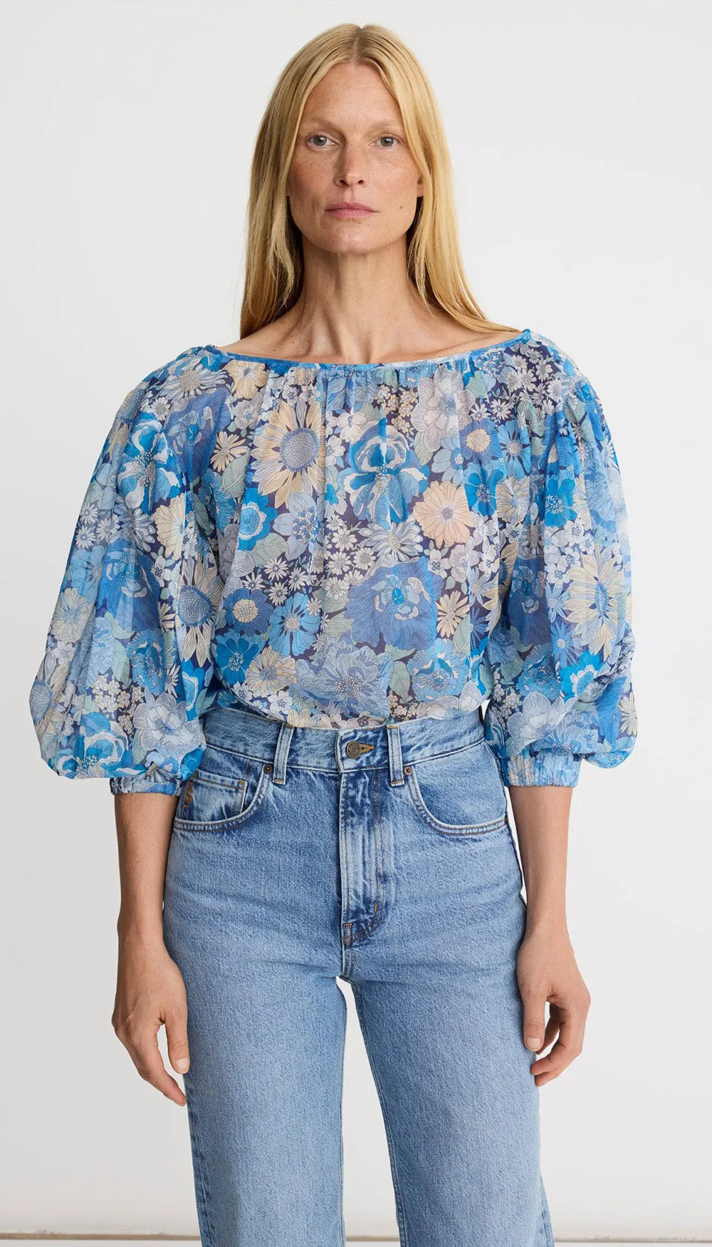 Shirred V-Neck Reversible Blouse sold by Smythe product image thumbnail 2