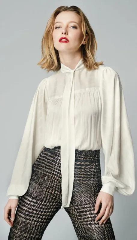 Bishop Sleeve Tie Neck Blouse sold by Smythe