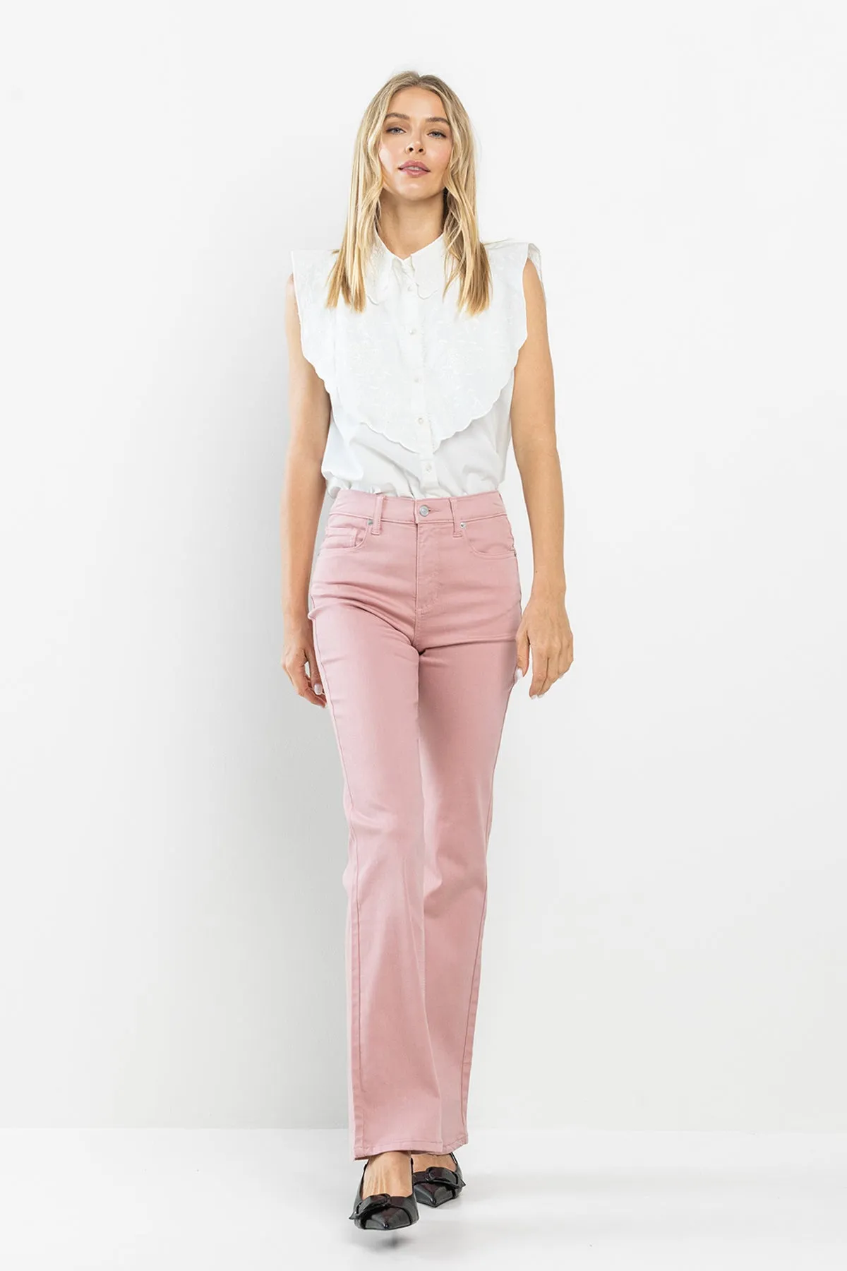 HIGH RISE SLIM BOOTCUT JEANS - PEACH sold by Sneak Peek product image thumbnail 5