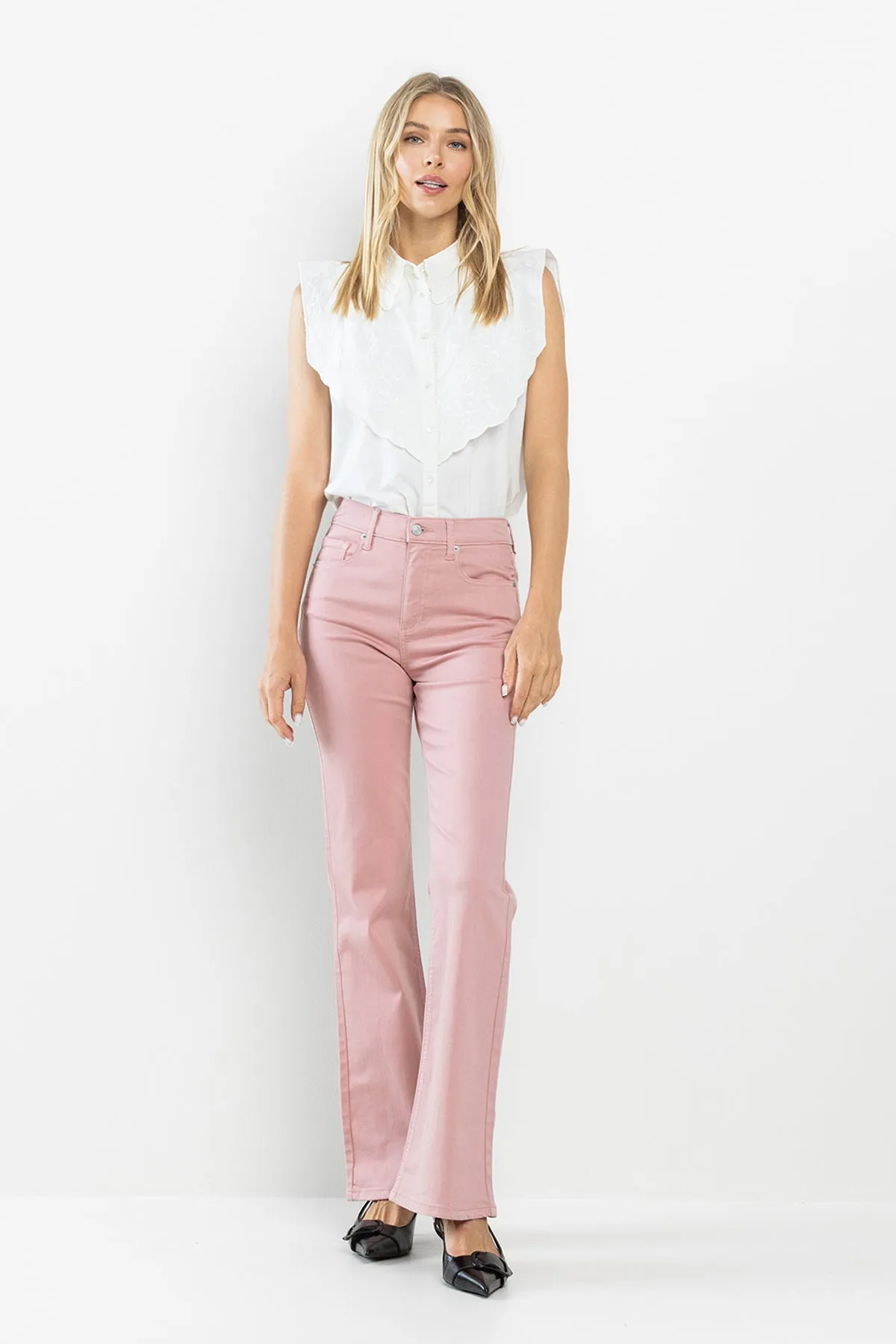 HIGH RISE SLIM BOOTCUT JEANS - PEACH sold by Sneak Peek product image thumbnail 3