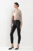 HIGH RISE BUTTON FLY COATED SKINNY JEANS - BLACK sold by Sneak Peek