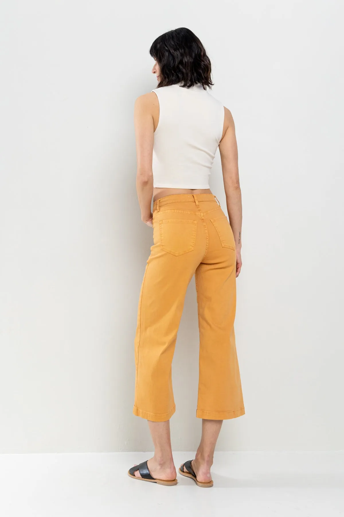 HIGH RISE CROPPED WIDE LEG JEANS - INCA GOLD sold by Sneak Peek product image thumbnail 4
