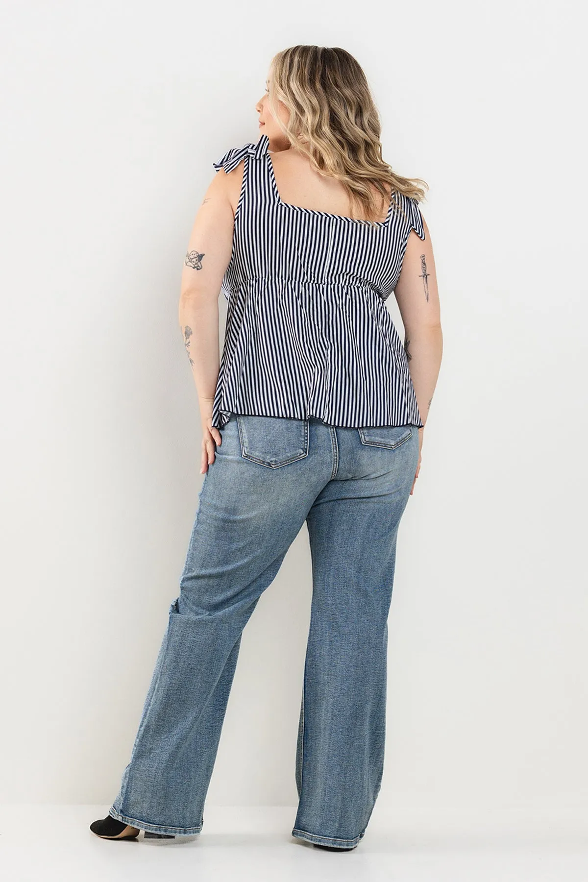 MID RISE DISTRESSED KICK FLARE JEANS - PLUS sold by Sneak Peek product image thumbnail 5