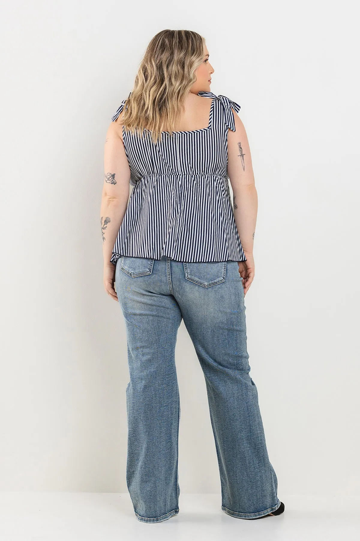 MID RISE DISTRESSED KICK FLARE JEANS - PLUS sold by Sneak Peek product image thumbnail 3