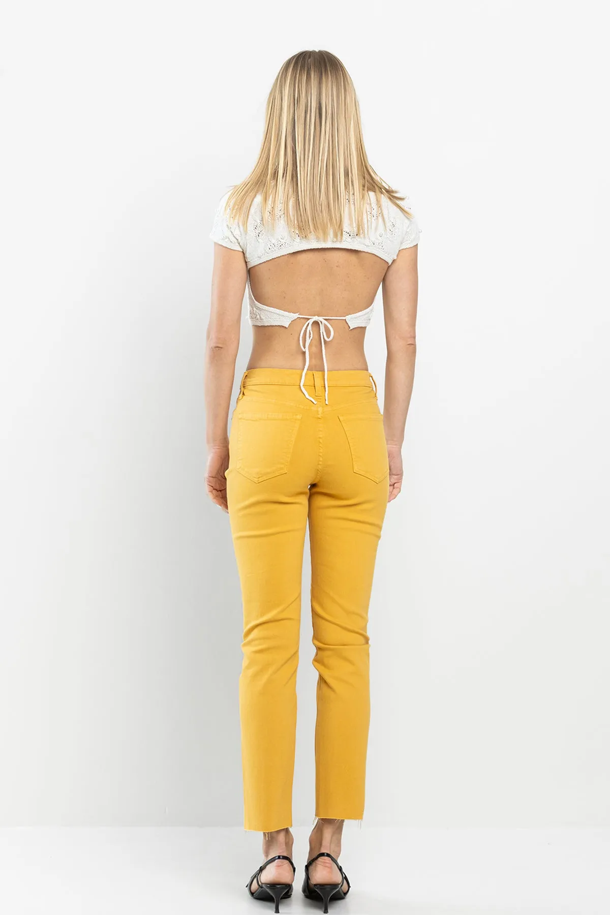 HIGH RISE CROPPED SLIM STRAIGHT JEANS - INCA GOLD sold by Sneak Peek product image thumbnail 2