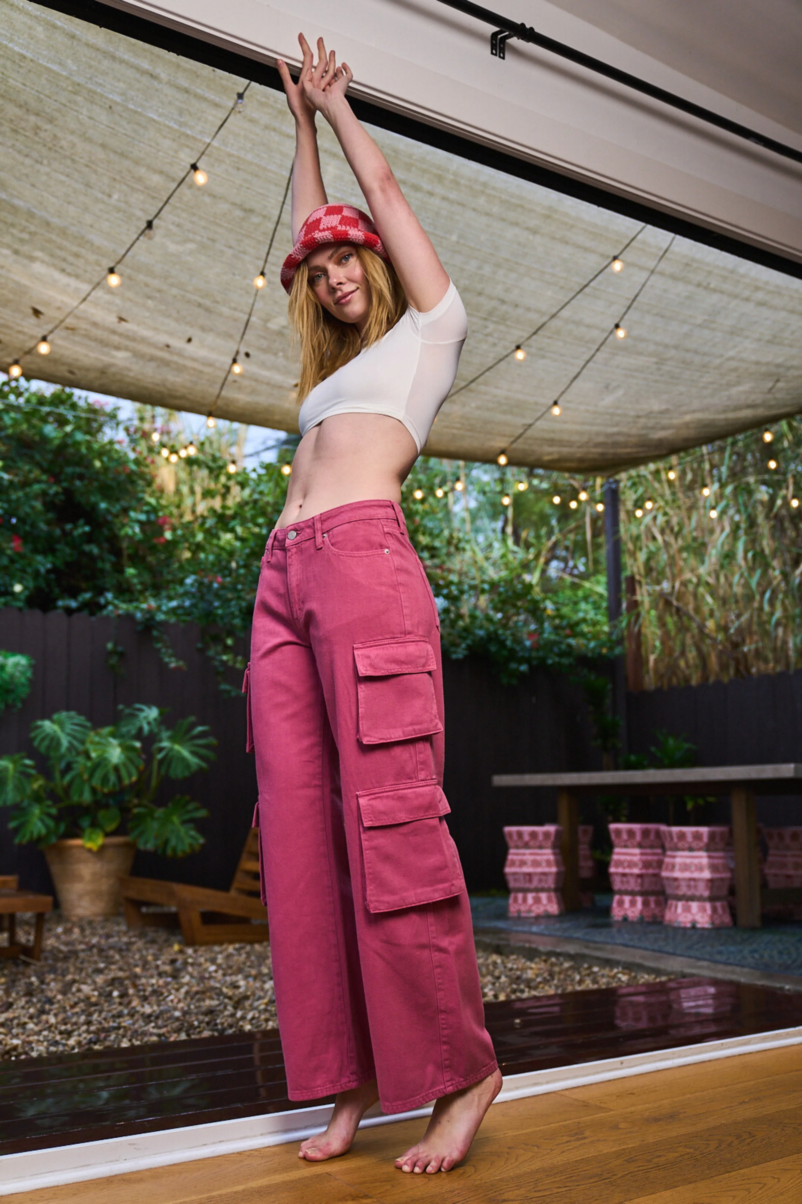 MID RISE WIDE-LEG CARGO PANTS WITH SIDE POCKETS - MAUVE WOOD sold by Sneak Peek product image thumbnail 4