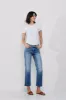 MID RISE CROPPED KNEE SLIT STRAIGHT JEANS - MEDIUM LIGHT sold by Sneak Peek