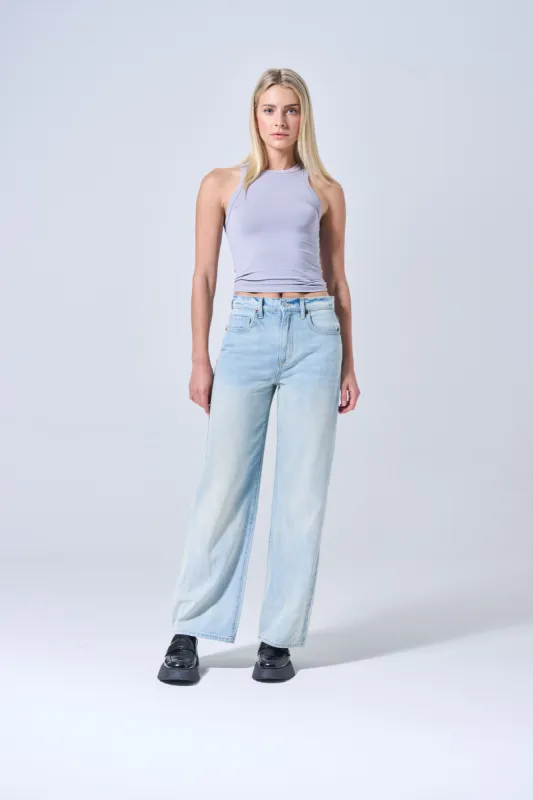 HIGH RISE WIDE LEG JEANS - LIGHT VINTAGE sold by Sneak Peek