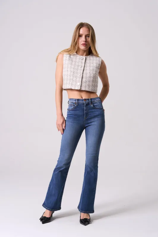 HIGH RISE ULTRA STRETCH FLARE JEANS - MEDIUM sold by Sneak Peek