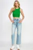 HIGH RISE THIGH-FADED STRAIGHT CROPPED JEANS - LIGHT VINTAGE sold by Sneak Peek