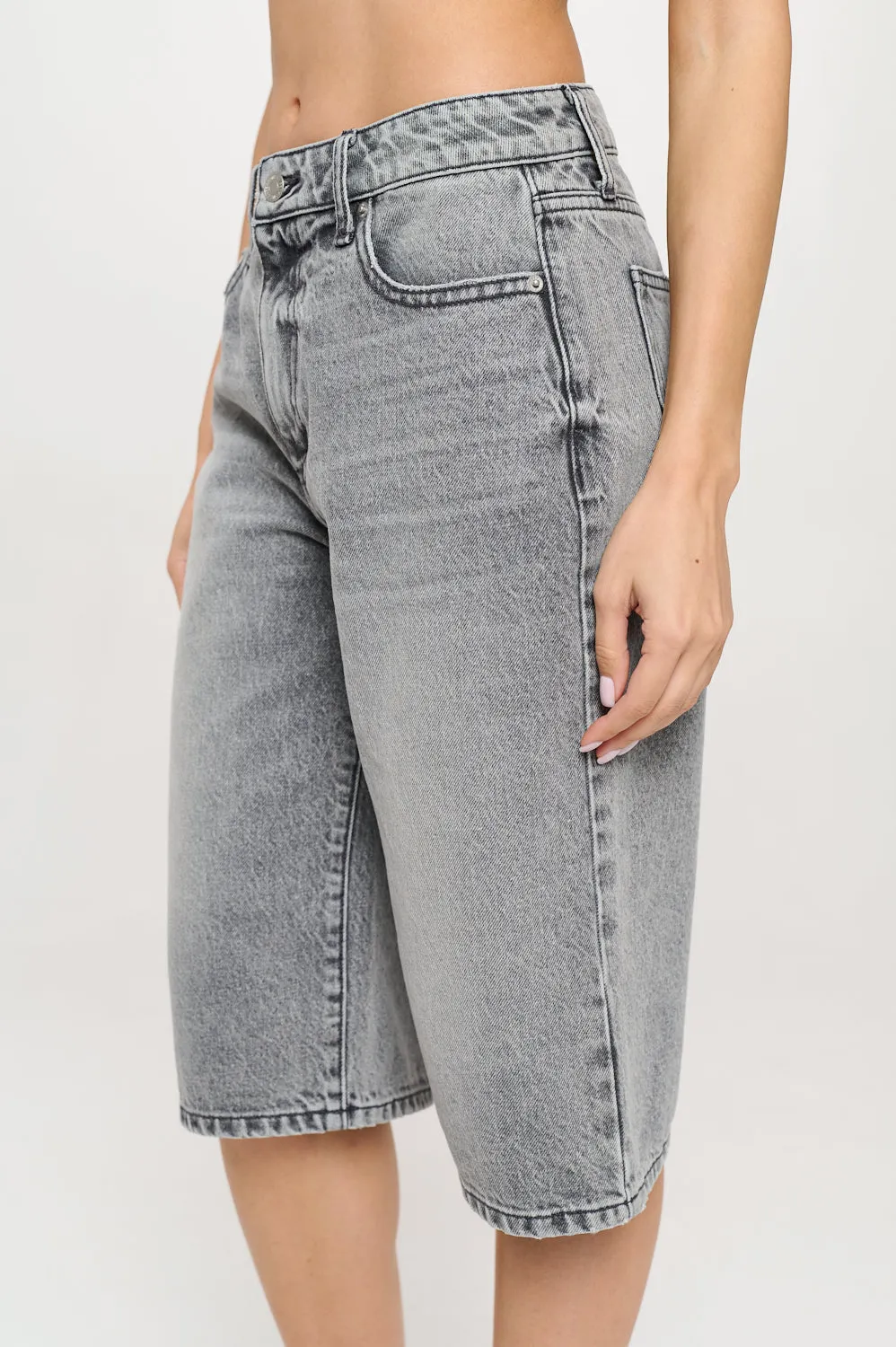 MID-RISE DENIM JORTS - LIGHT GRAY sold by Sneak Peek product image thumbnail 5