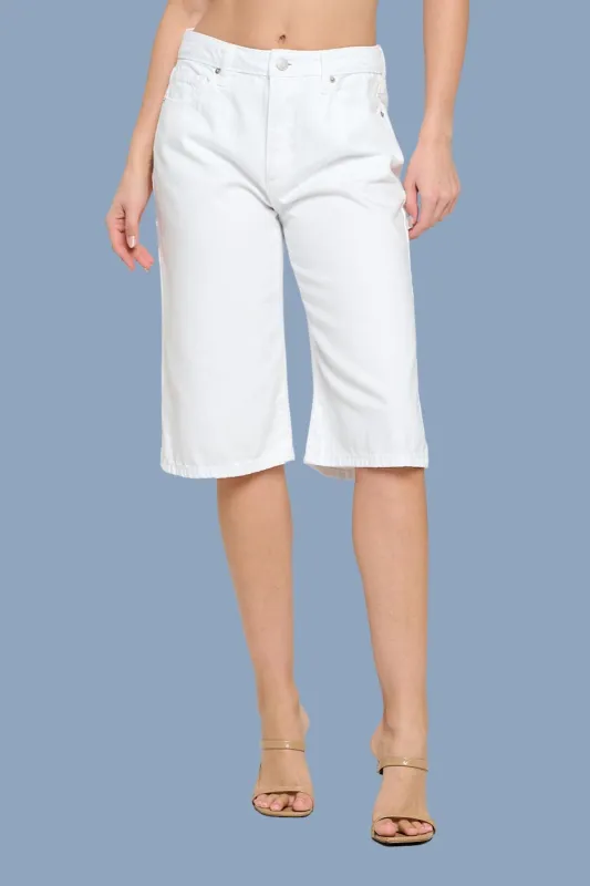 MID RISE DENIM JORTS - WHITE sold by Sneak Peek